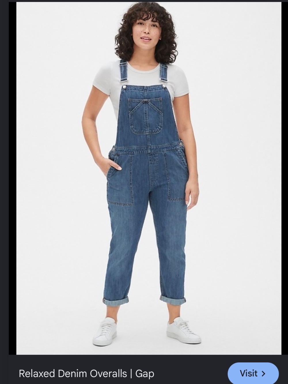 GAP Medium Wash Denim Overalls in Blue